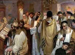 Jewish Rabbi's in prayer