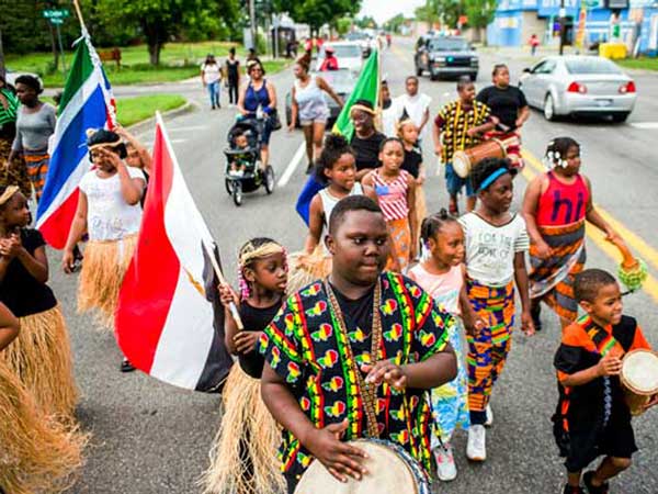 Juneteenth Children marching in Juneteeth parade.