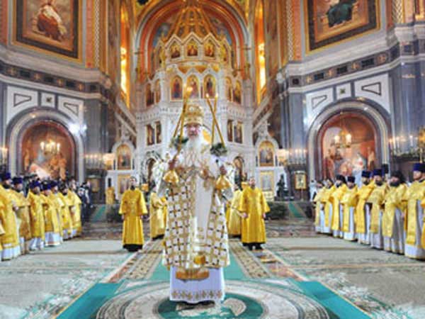 Orthodox Christmas ceremony in Russia.