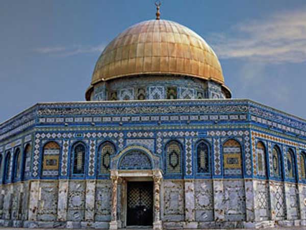 Isra and Mi'raj Dome of the Rock on the Temple Mount in the Old City of Jerusalem.