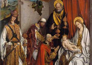 Three Kings visiting Jesus as Baby