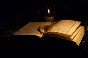 Quran with candle for reading - Laylat al Qadr Quran with candle for reading