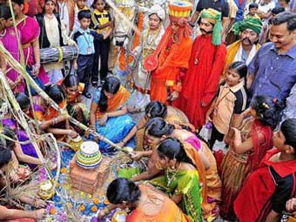 Makar Sankranti People celebrating harvest festival in Telugu and Andhra Pradesh India