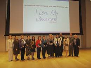 Librarians accepting awards - National Library Workers Day Librarians accepting awards