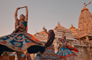 Indian dancers celebrating Durga