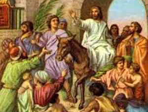 Jesus returning to Jerusalem on Donkey