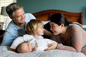 Family on bed