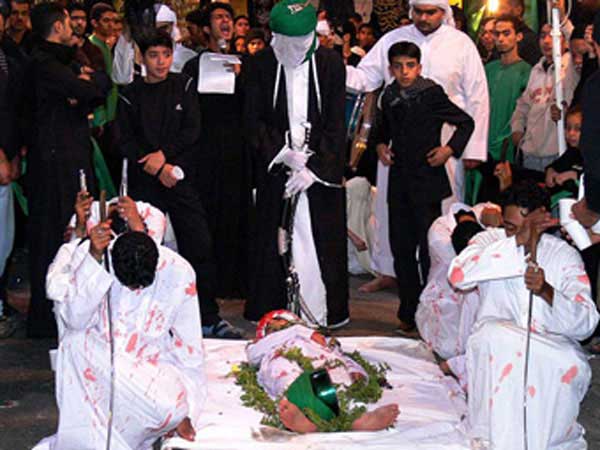 Ashura Reenactment of death of Imam Hussain’s martyred son in Manama, Bahrain.
