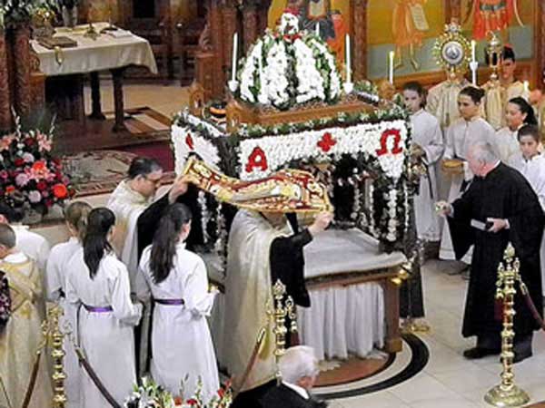 Vespers of Good Friday at the Greek Orthodox Cathedral Toronto, Canada.