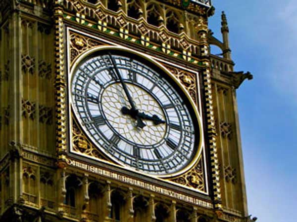 Daylight Saving Time Clock tower Westminster, London.